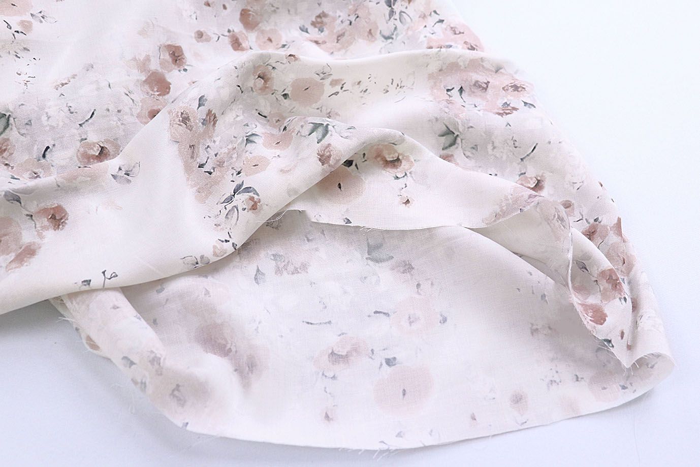 Штапель принт/цветы розовые на молочном 4244-PY/D#4/C#4