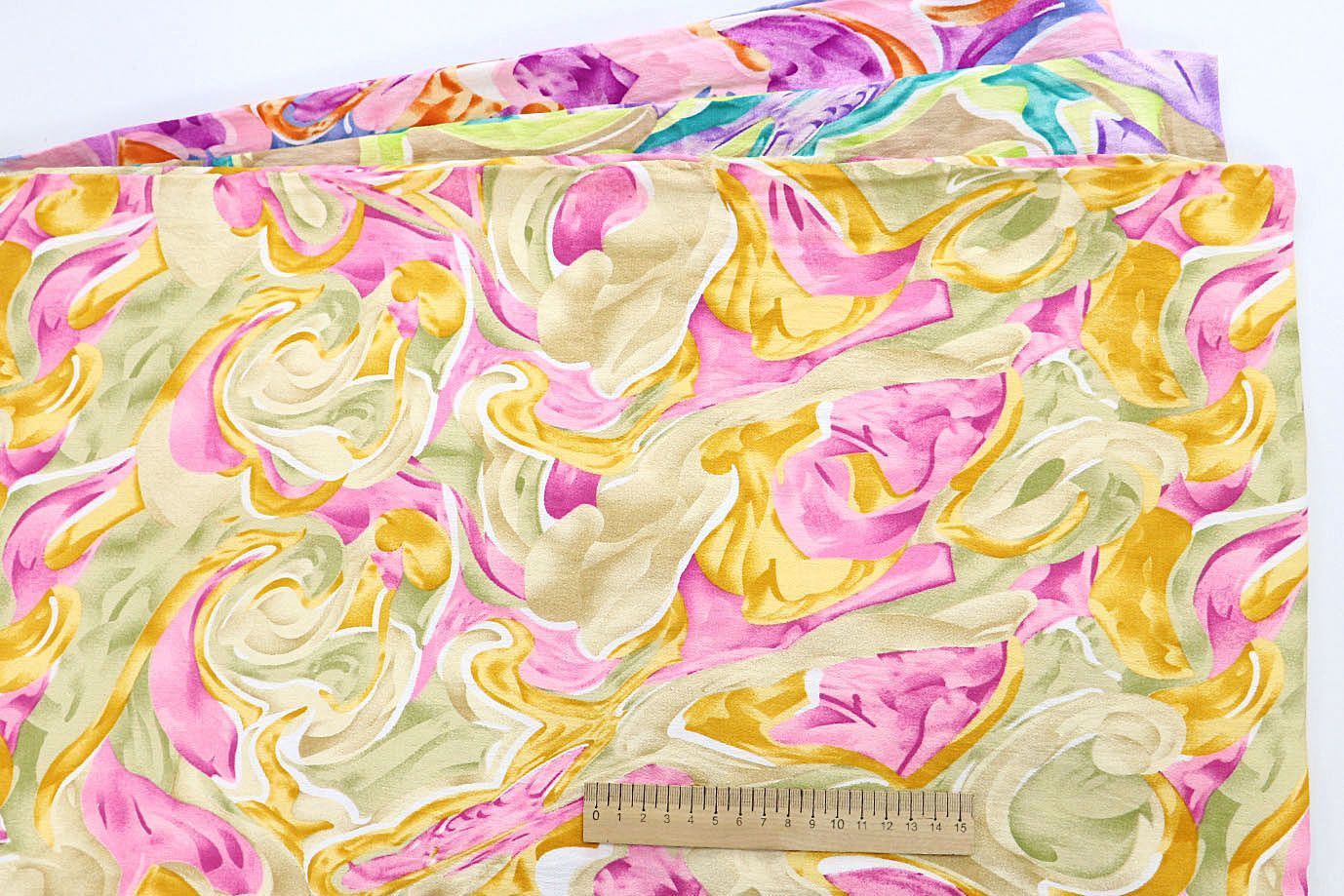 Лен БОХО принт/желто-розово-зеленый 3591-PY/D#13/C#2