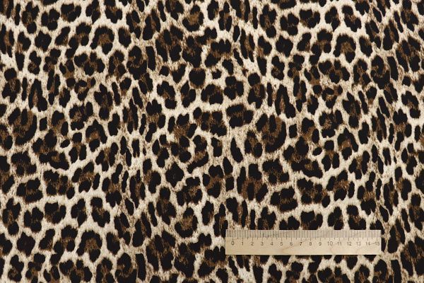 Трикотаж "Скуба" креп принт/леопард молочно-коричневый 3836-PY/C#8