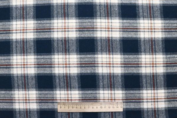Рубашечная ткань/клетка бежево-красная на синем AP6032313/D#1681-6323/C#F800-634-5