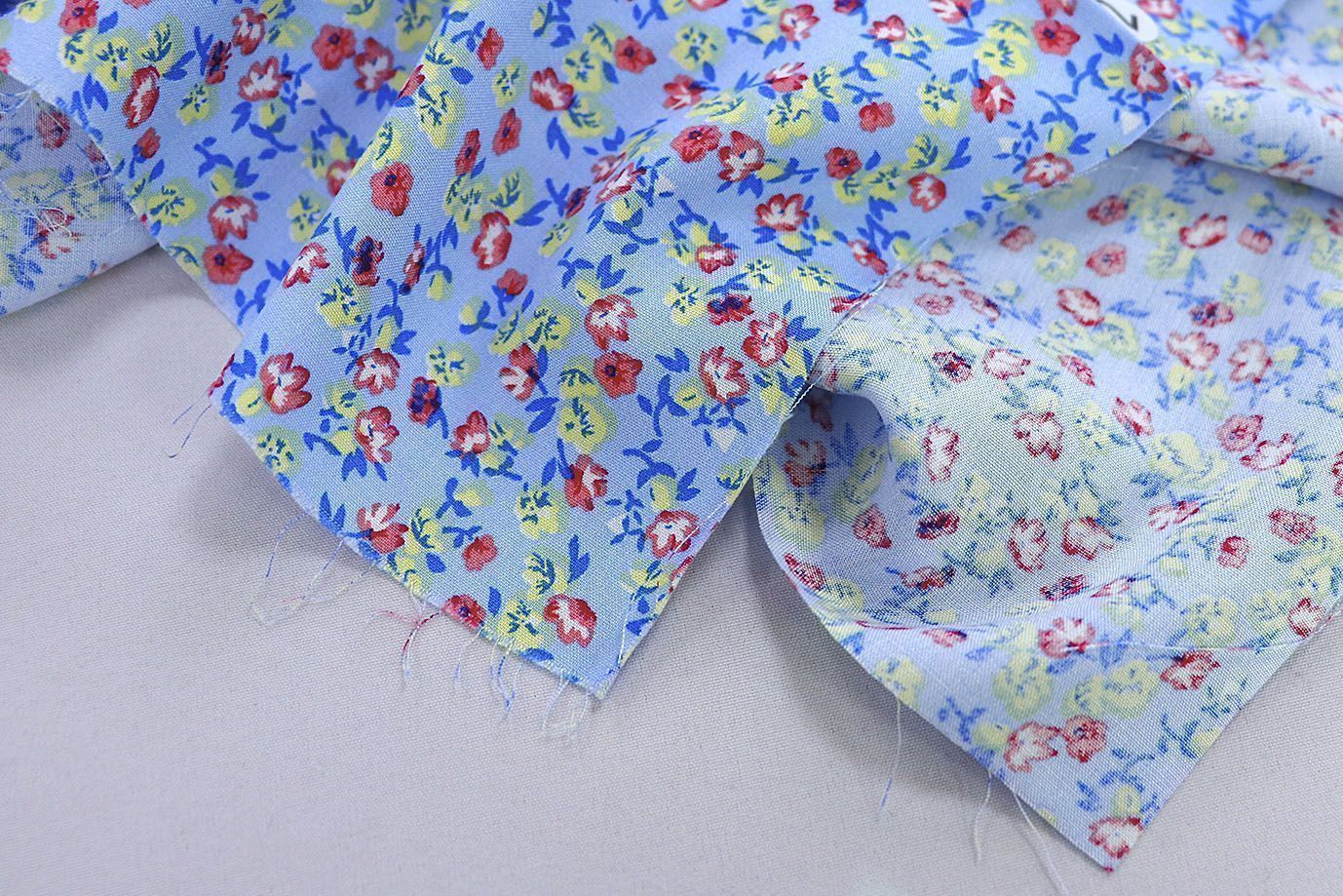 Штапель принт/цветы желто-розовые на голубом 3860-PY/D#45/C#2