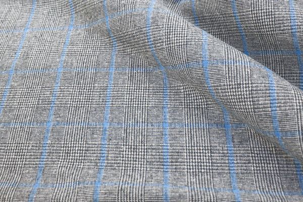 Пальтовая ткань принт/клетка черно-бело-голубая 596-86-AG/C#1