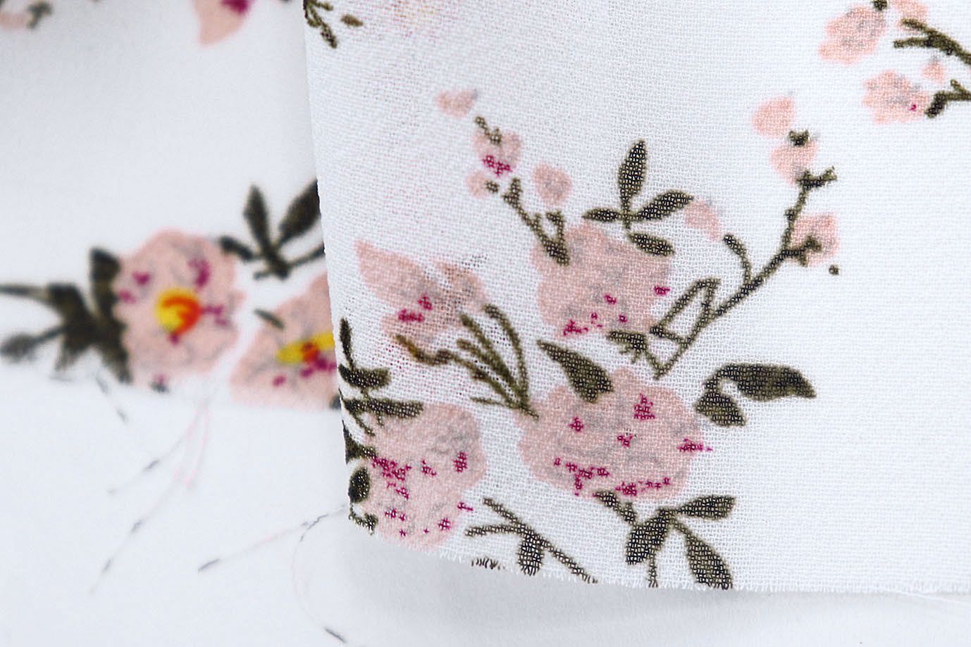 Шифон принт/цветы персиковые на белом 3926-PY/D#5/C#1