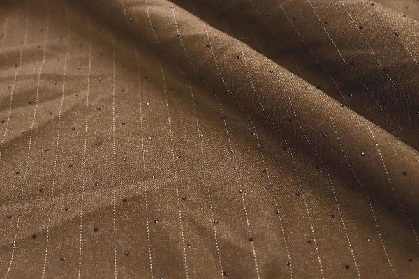 Костюмная ткань со стразами/коричневый VT-11807/D#1/C#1