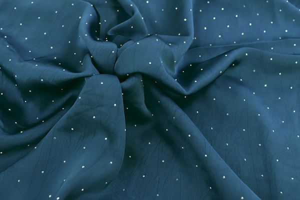 Шелк "Токио" креш со стразами/зеленовато-синий 3805-PY/C#16