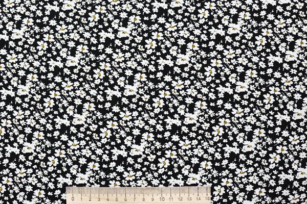 Штапель принт/цветы бело-желтые на черном 4203-PY/D#80/C#3