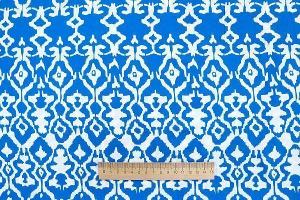 Штапель принт/узор белый на синем 1374-PY/D#52/C#1