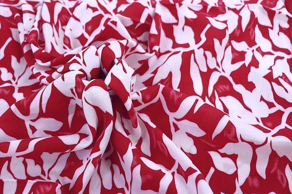 Штапель принт/цветы белые на красном 1382-PY/D#3/C#5