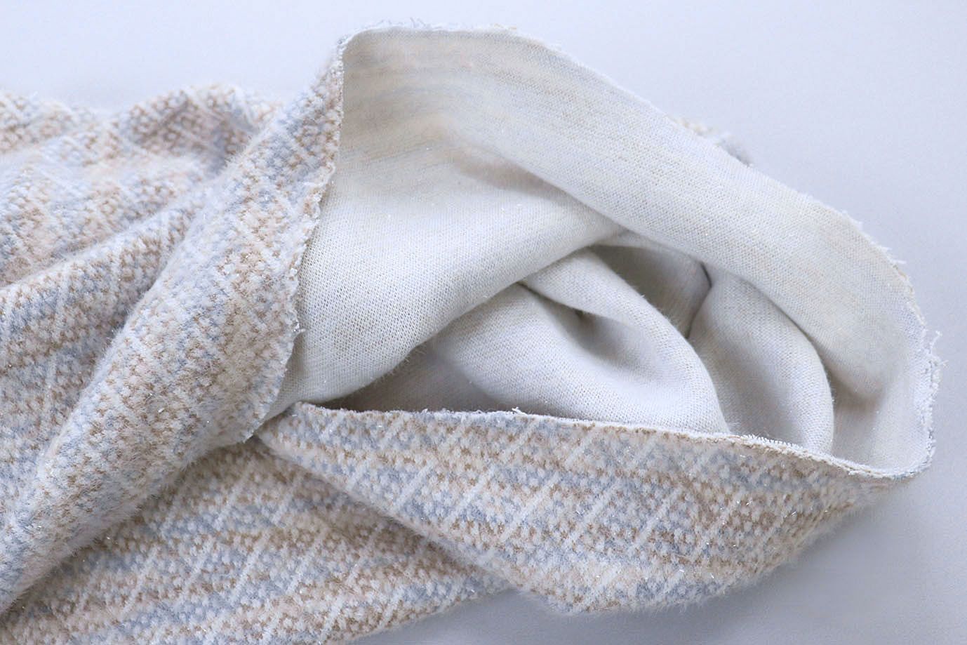 Трикотаж жаккард с люрексом/коричнево-голубой 4047-PY/C#1