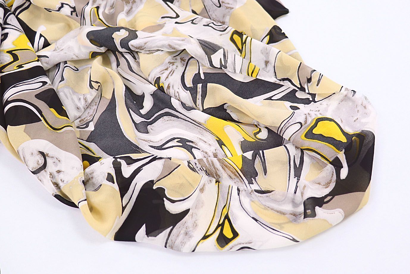 Шифон креп принт/бело-бежевый на черном 3617-PY/D#5/C#1 (11471)