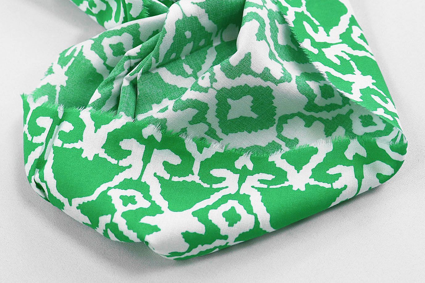 Штапель принт/узор белый на зеленом 1374-PY/D#52/C#2