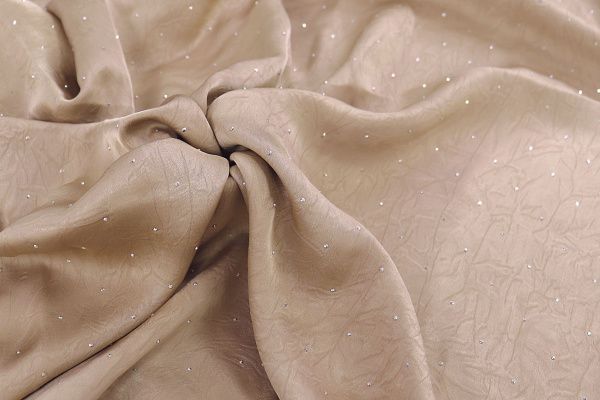 Шелк "Токио" креш со стразами/светло-коричневый 3805-PY/C#7