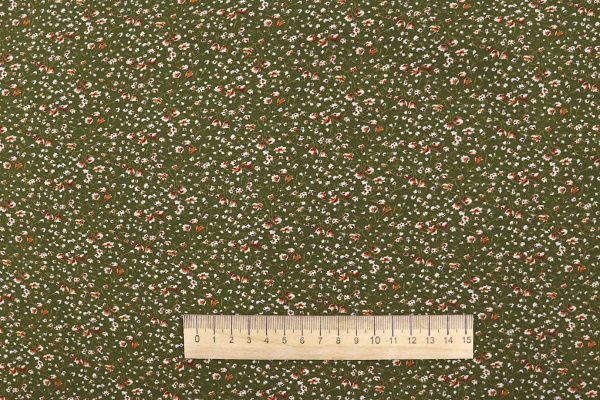 Шифон принт/цветы коричневые на темно-зеленом 3707-PY/D#4/C#3