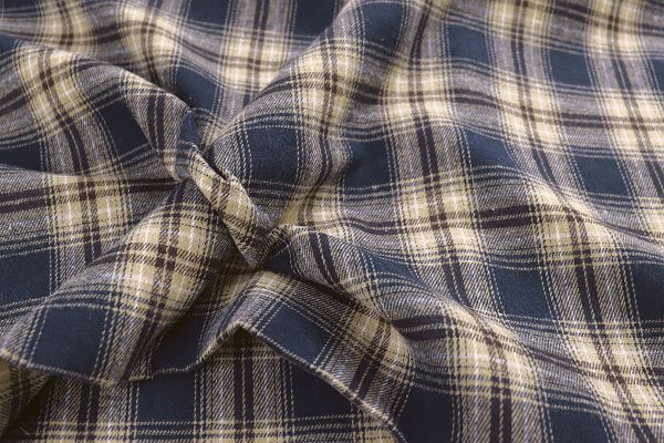 Рубашечная ткань принт/клетка желтая на синем 1418-PY/D#3/C#2