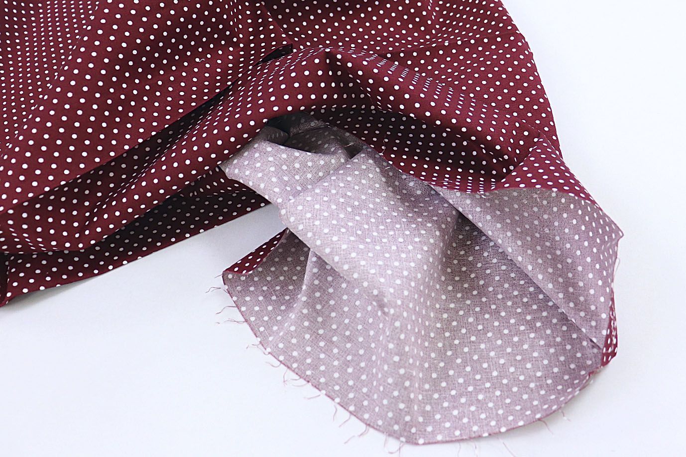 Хлопок "Поплин" стрейч принт/горох белый на бордовом 3716-PY/D#2/C#3