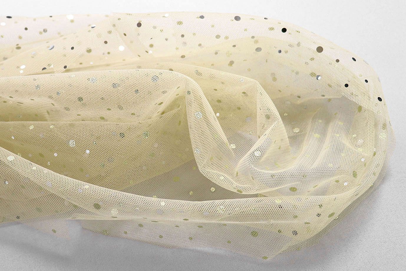 Фатин с пайетками/молочный 5250PD/TR D#TRAN(#16)/C#2