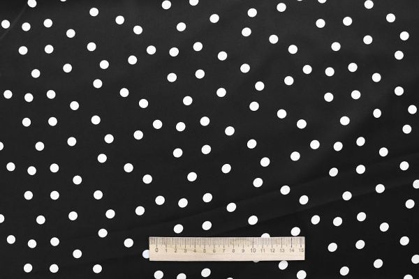 Сатин "Армани" принт/горох белый на черном 4184-PY/D#1/C#5