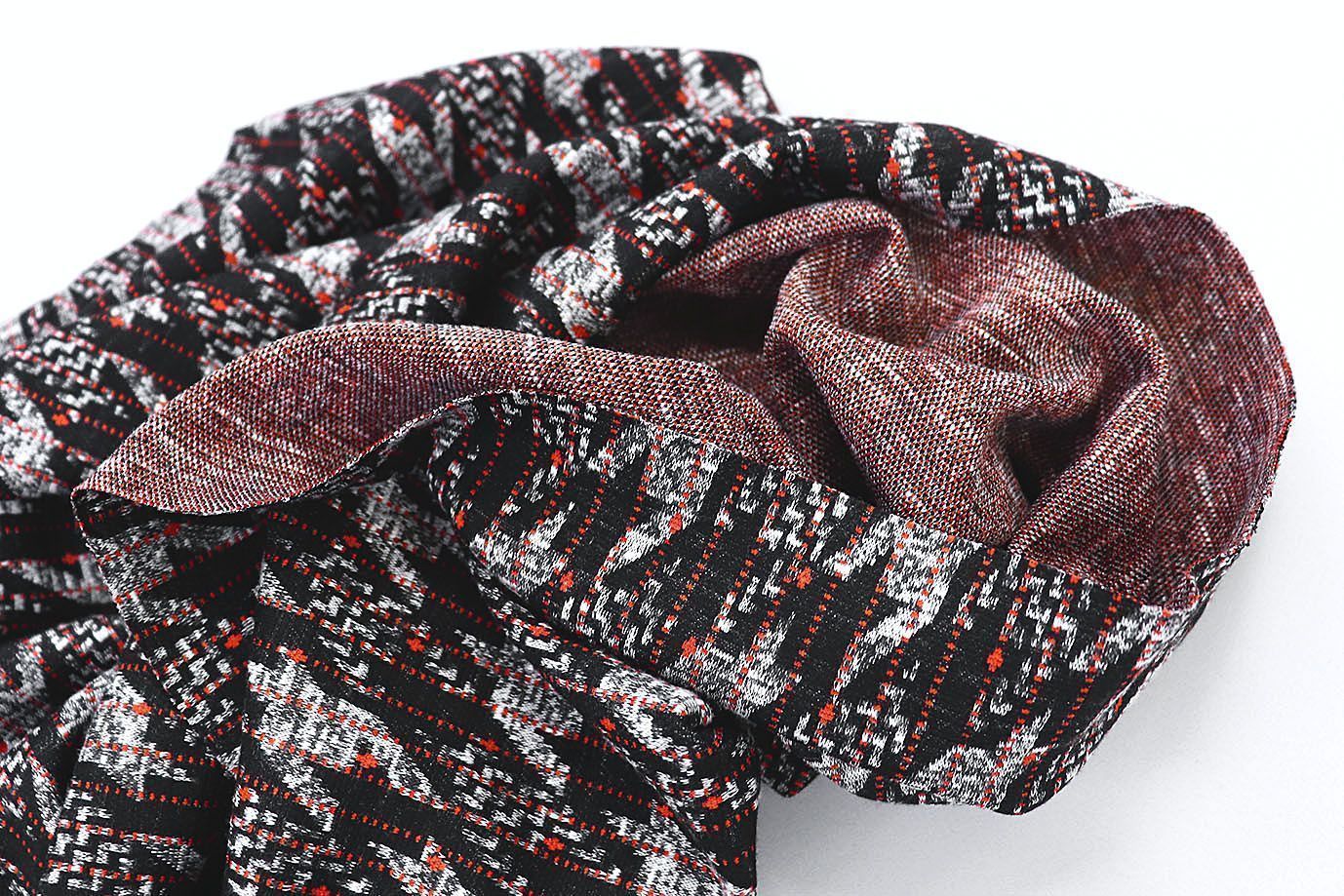 Трикотаж жаккард принт/черно-оранжевый 3257-22-PY/D#4/C#2