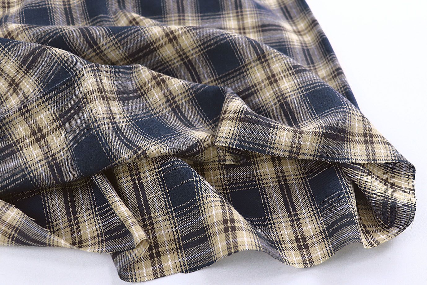 Рубашечная ткань принт/клетка желтая на синем 1418-PY/D#3/C#2