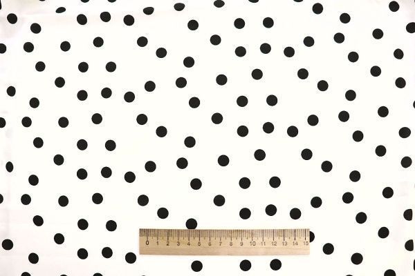 Сатин "Армани" принт/горох черный на белом 3999-PY/D#1/C#1