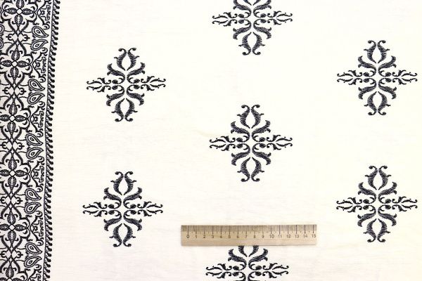 Лен БОХО принт/черно-молочный 3879-PY/D#4/C#2