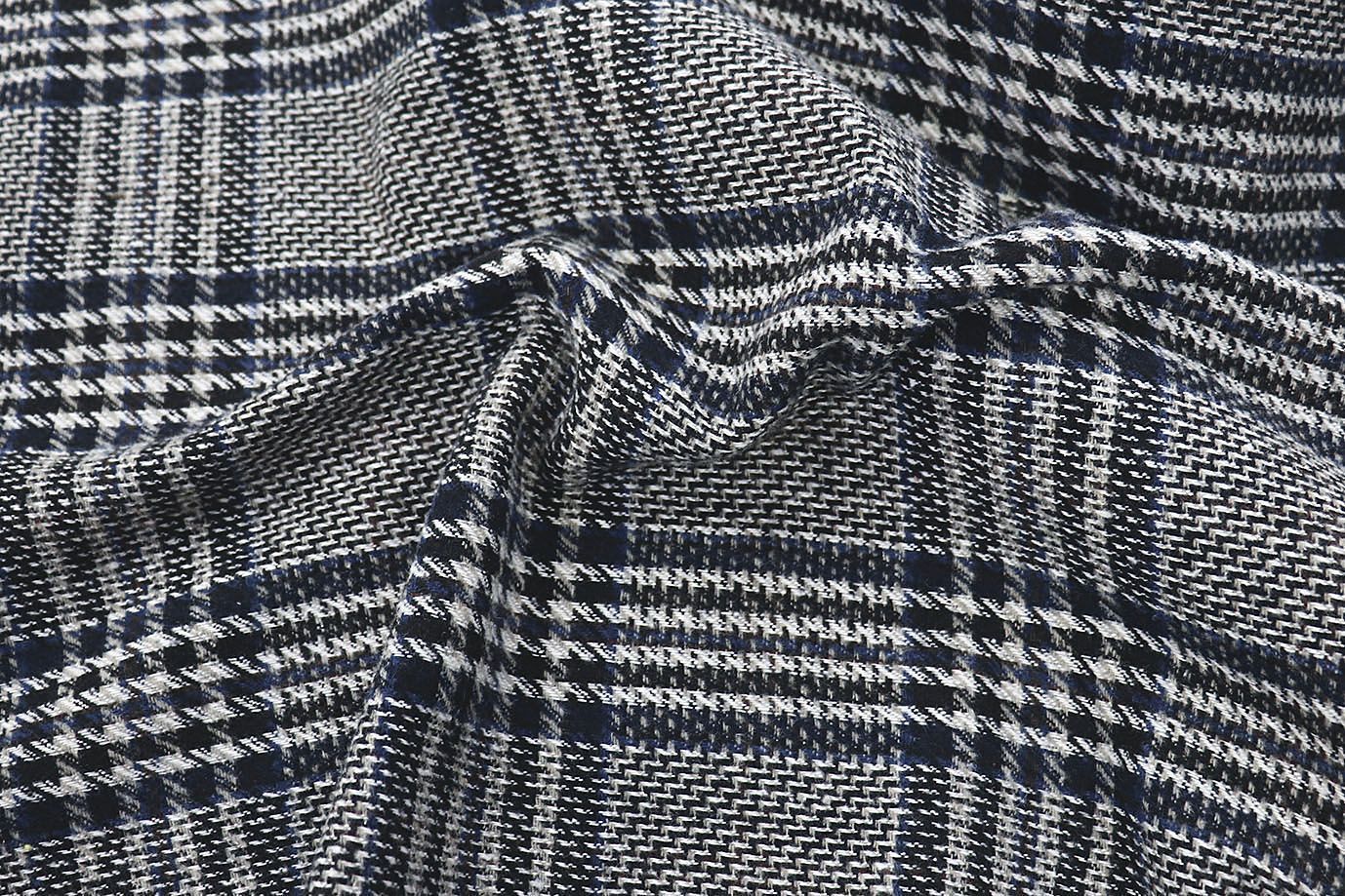 Пальтовая ткань принт/клетка серо-синяя AP211001088/D#743-8197B/C#3