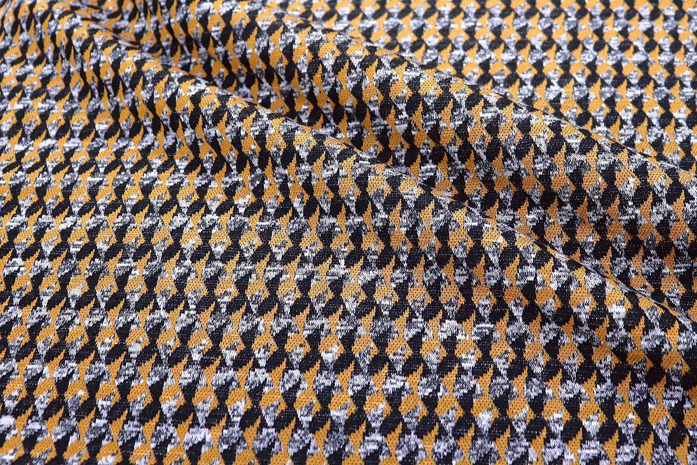 Трикотаж жаккард принт/желто-серый 3257-22-PY/D#17/C#2