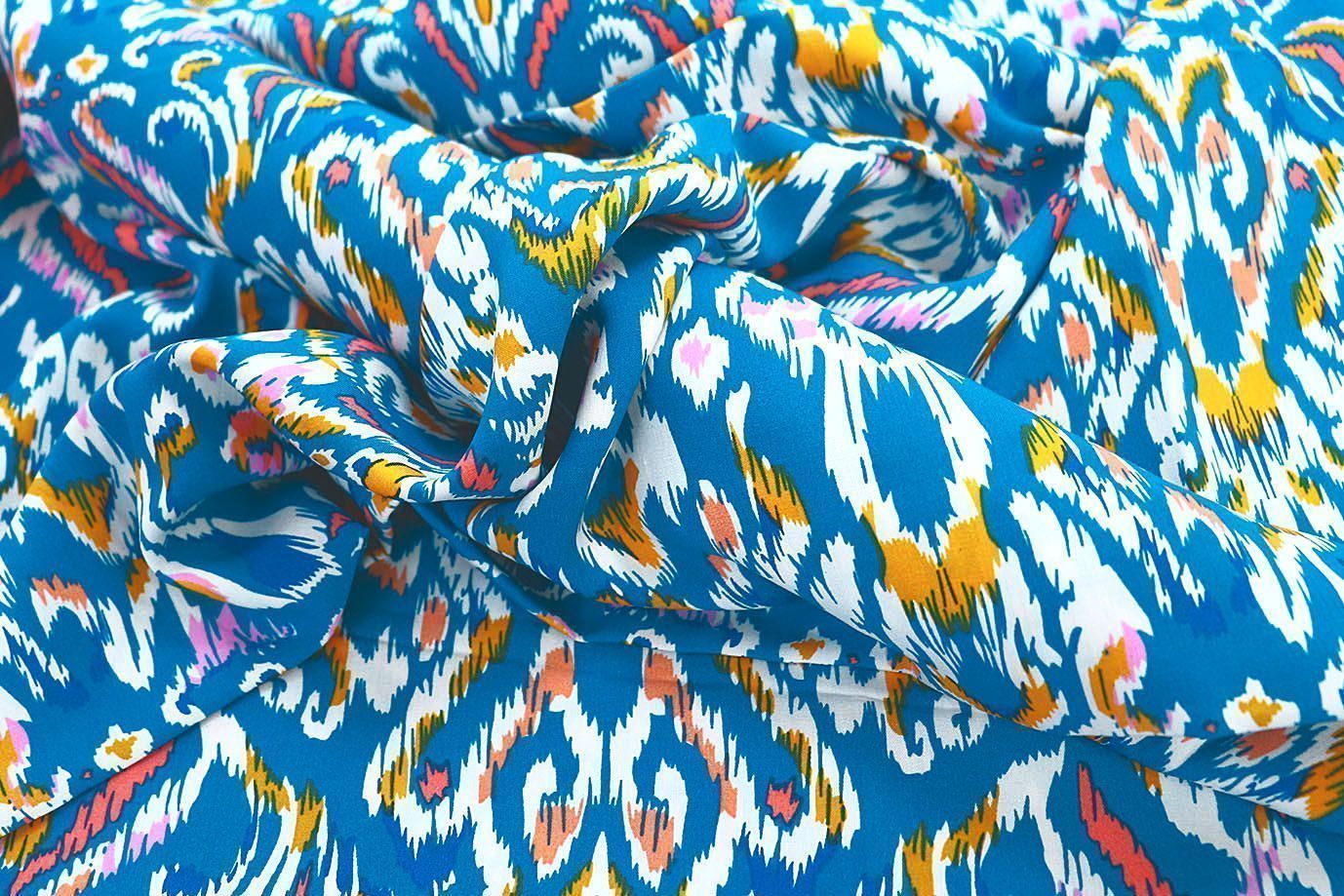 Штапель принт/узор сине-желтый 3858-PY/D#24/C#3