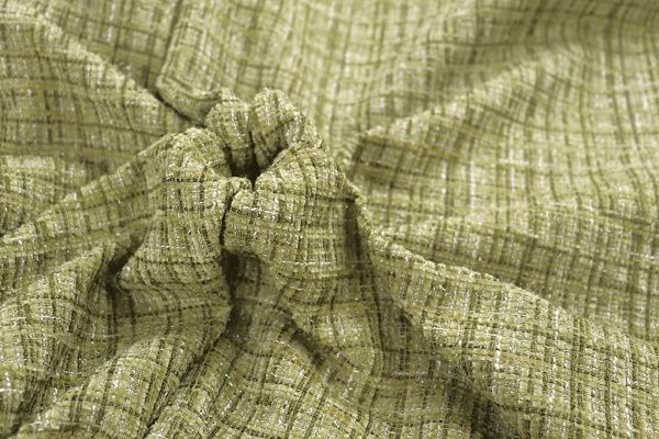 Пальтовая ткань "Шанель" принт/клетка оливковая 1361-6536/C#26 (50311)