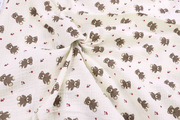 Муслин принт/мишки с ягодками на молочном 4230-PY/D#4/C#1