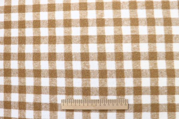 Пальтовая ткань принт/клетка коричнево-белая AP211001088/D#903-8058/C#4