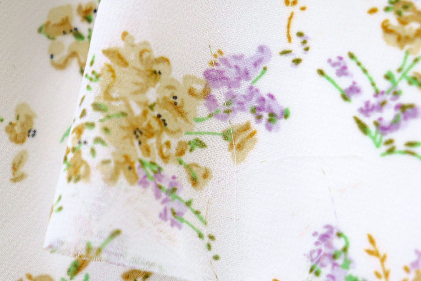 Шифон принт/цветы желто-сиреневые на молочном 3926-PY/D#1/C#1