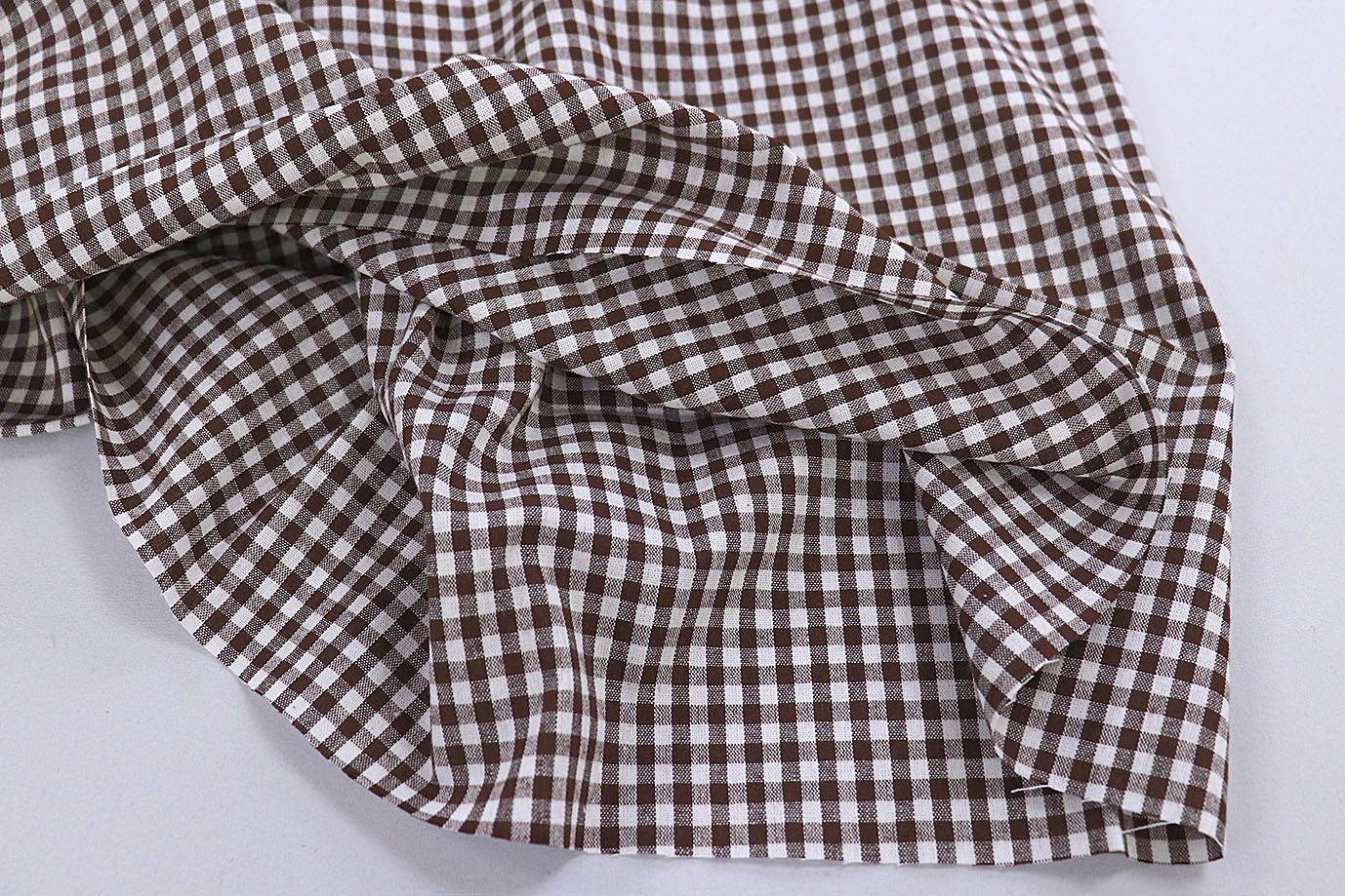Хлопок принт/клетка коричнево-белая 1387-PY/C#5