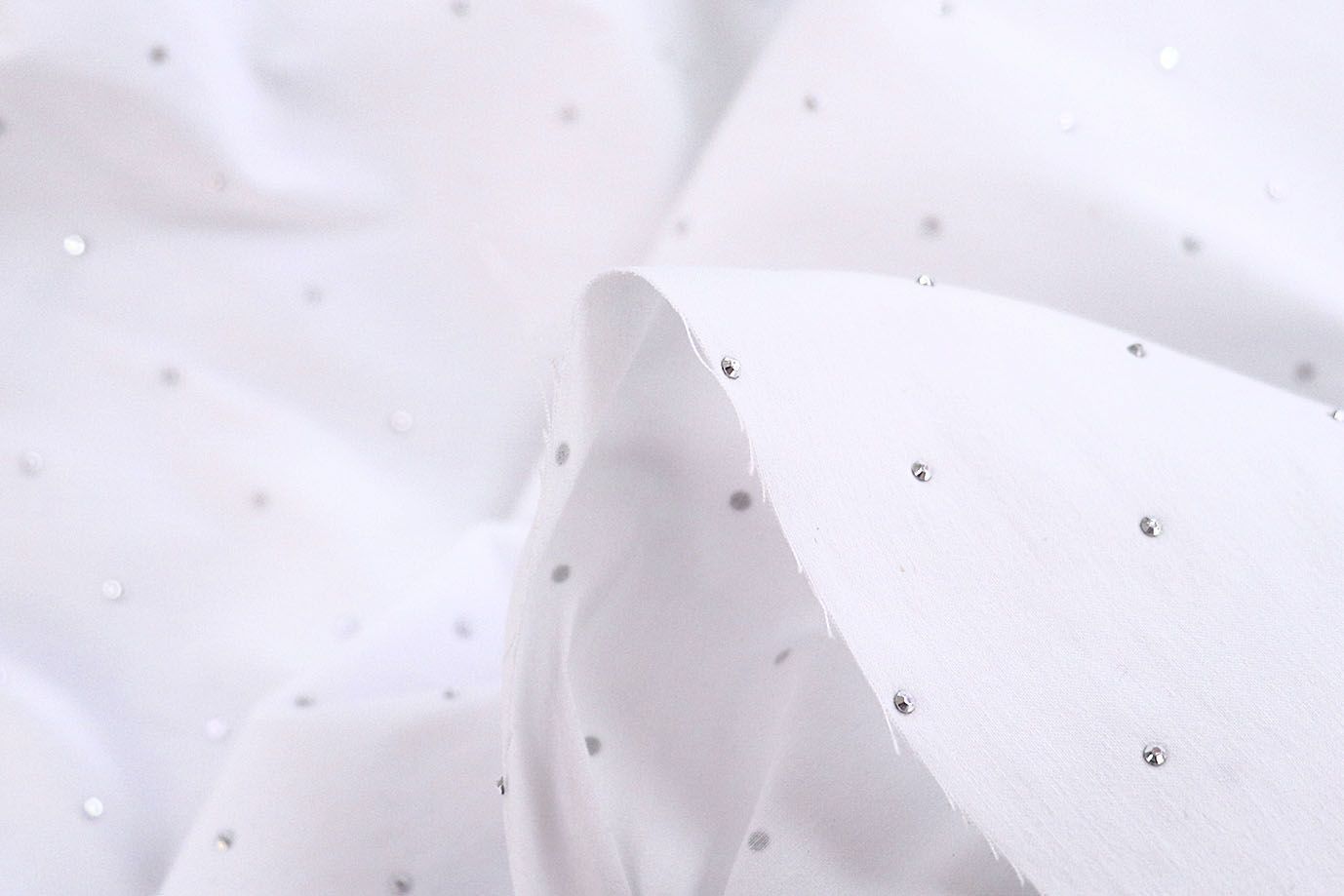 Хлопок нейлон со стразами/белый 3796-PY/C#1