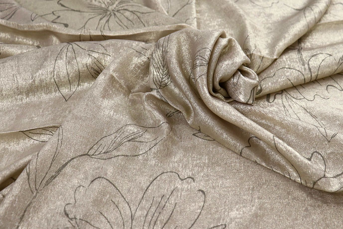 Шелк "Шиммер" жаккард/цветы на золотистом 4028-PY/C#2