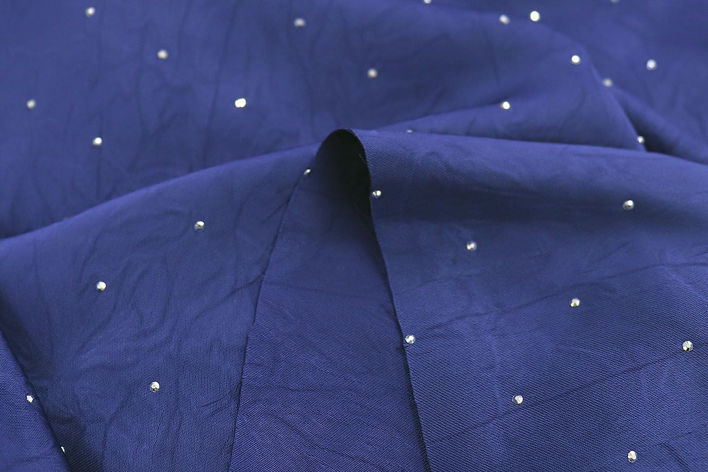 Шелк "Токио" креш со стразами/темно-синий 3805-PY/C#15