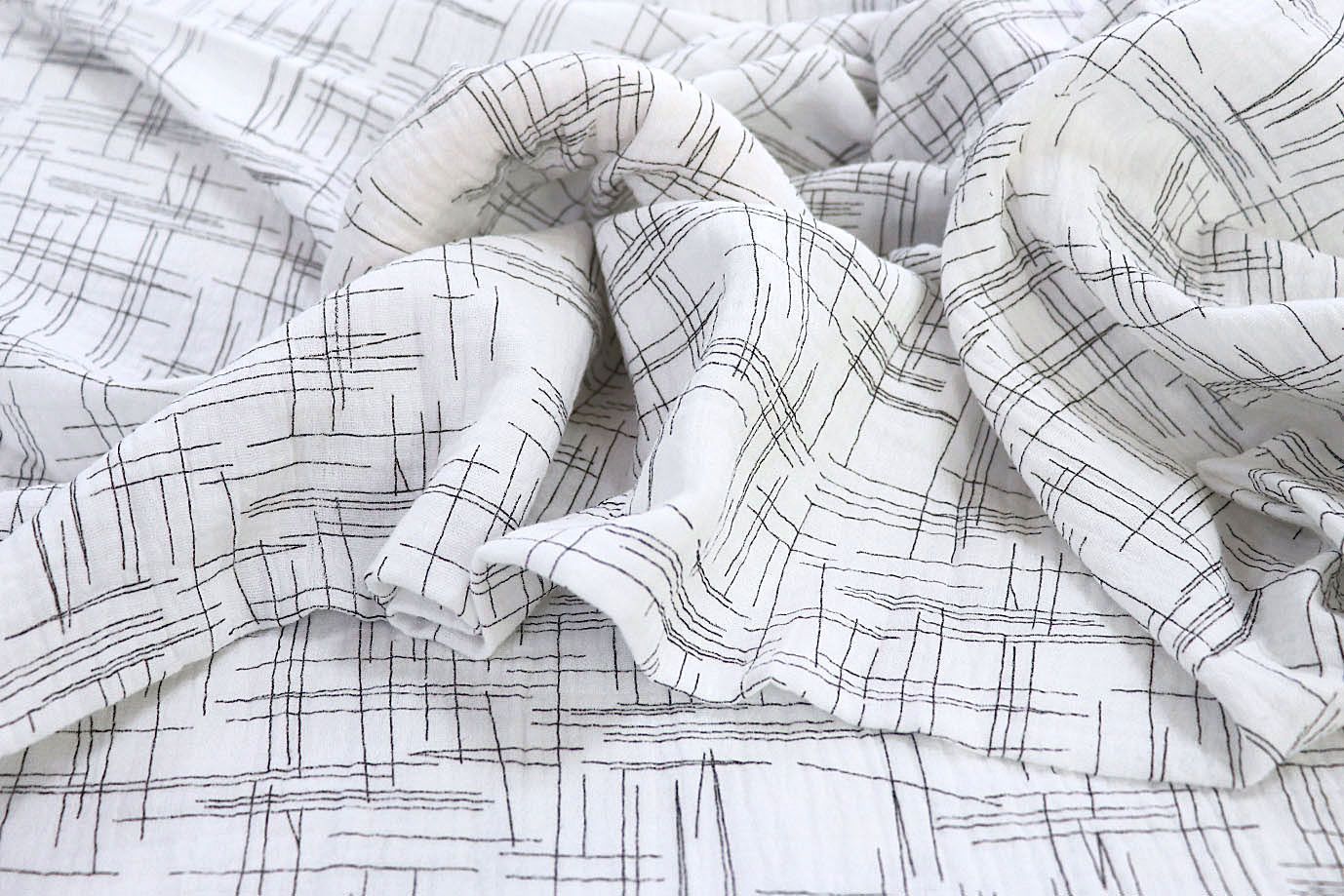 Муслин принт/черный на белом 1393-PY/D#8/C#1