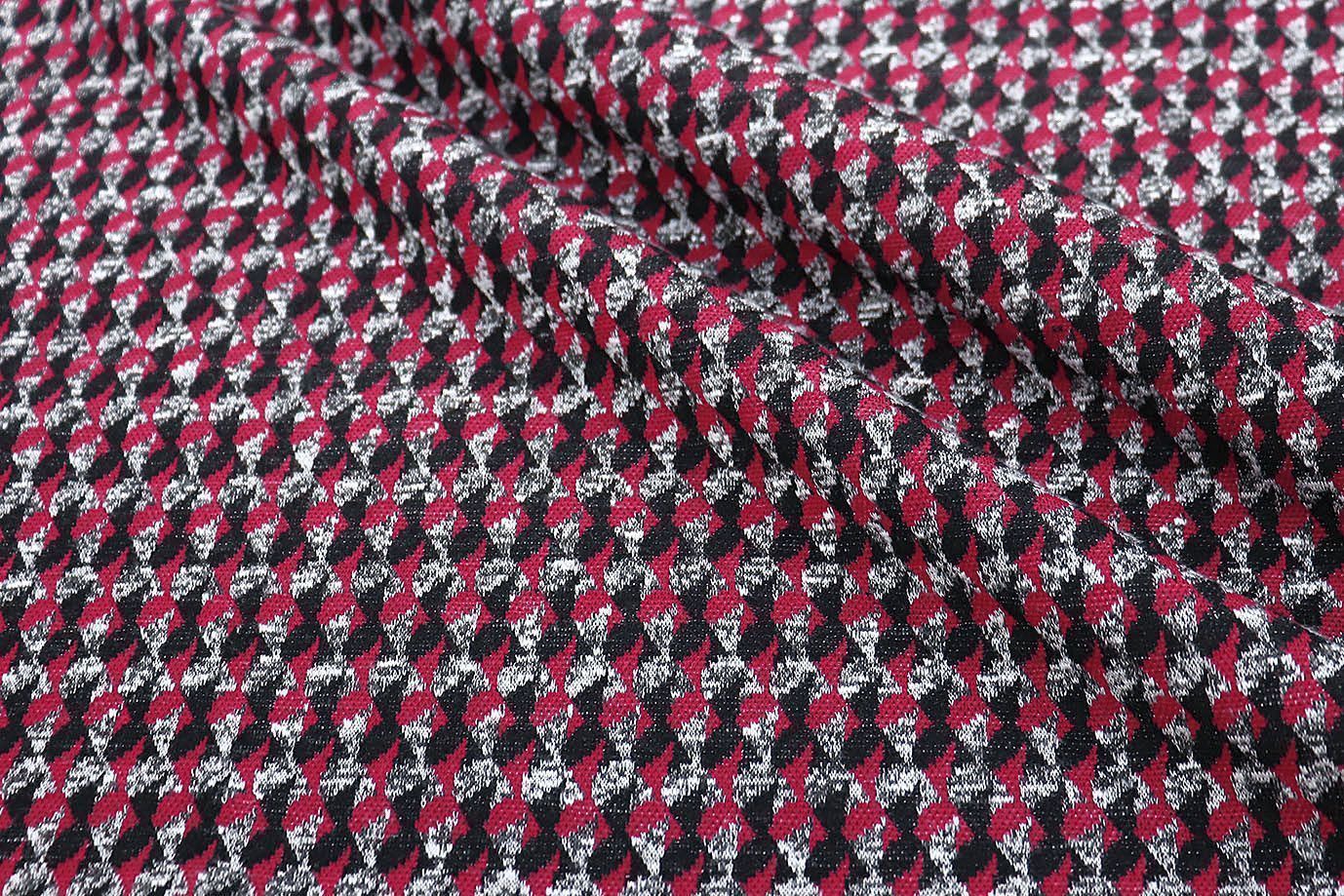 Трикотаж жаккард принт/красно-серый 3257-22-PY/D#17/C#1