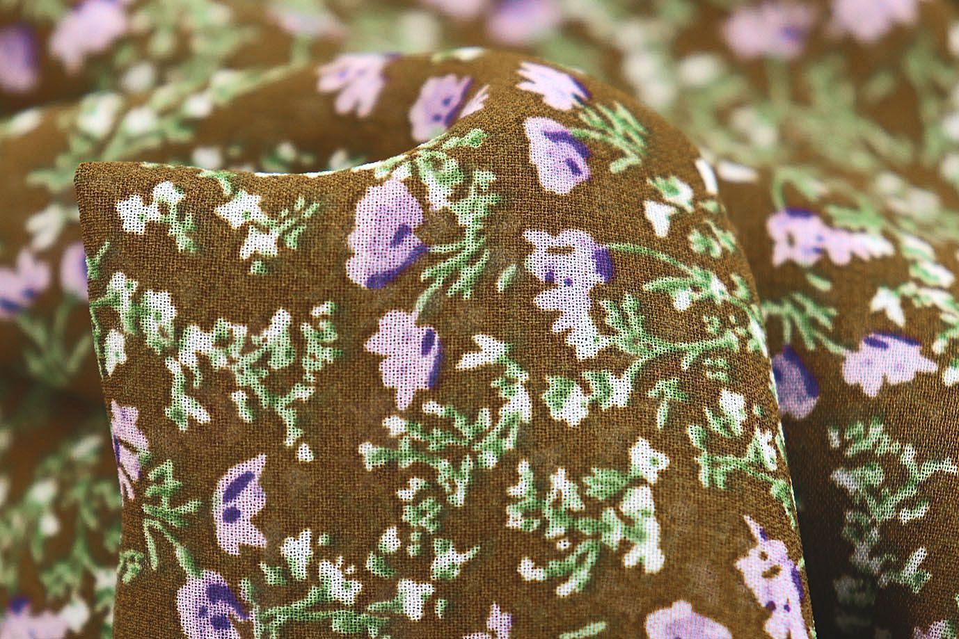 Шифон принт/цветы сиреневые на коричневом 3707-PY/D#6/C#2