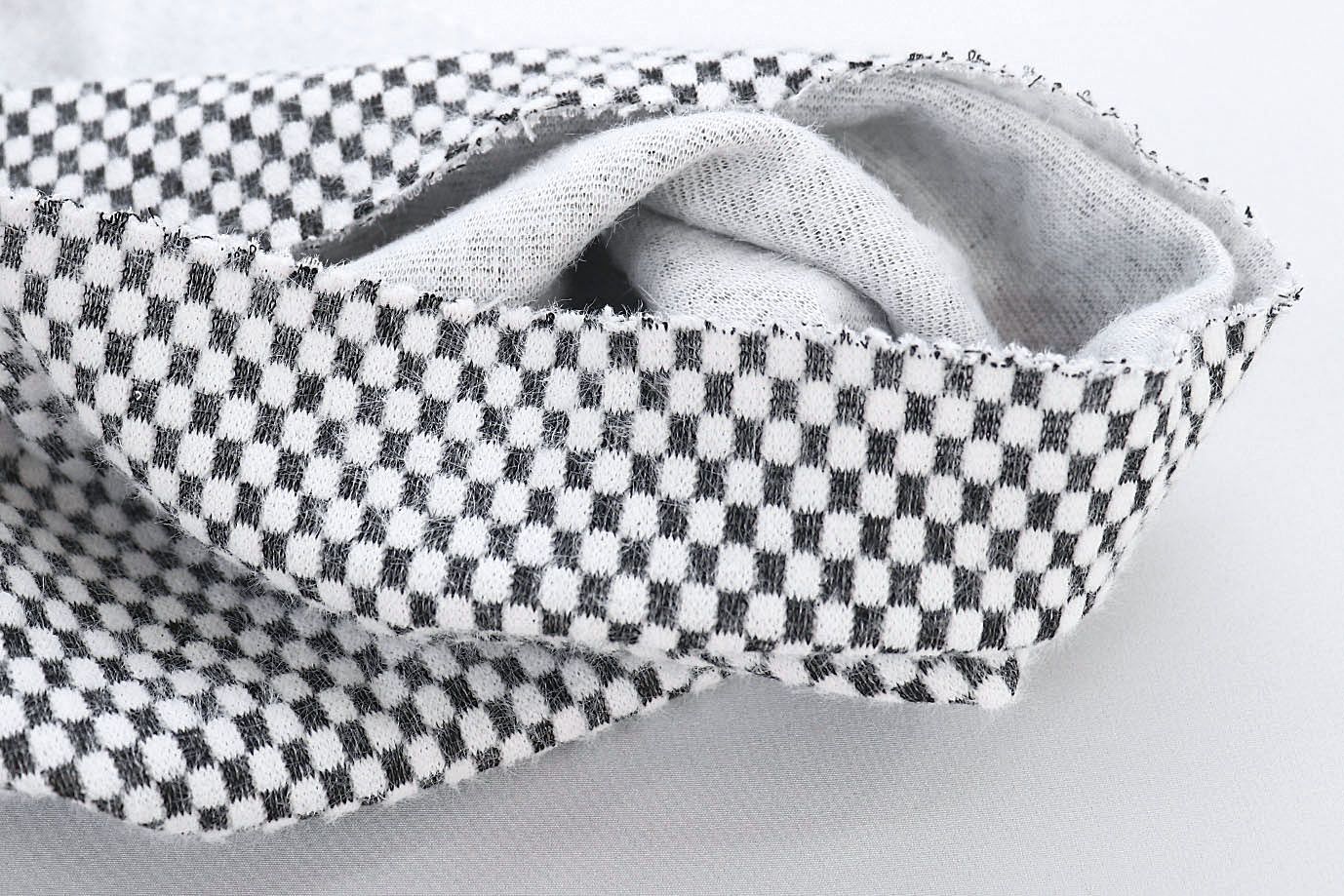 Трикотаж "Альпака" жаккард/клетка бело-черная 3761-PY/D#1/C#6