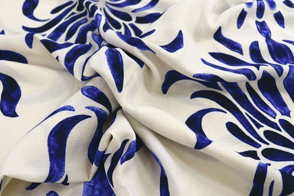 Лен слаб принт/синий на молочном 3797-PY/D#1/C#1