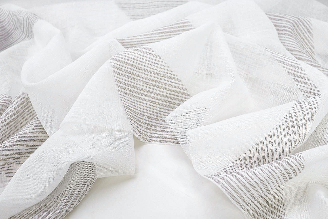 Тюль принт/коричневый на белом 1520-19/C#Taupe