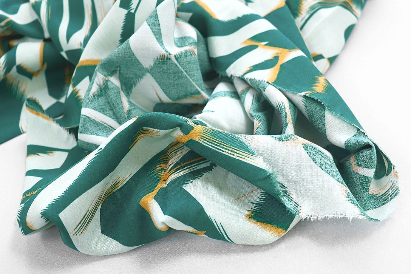 Штапель принт/зелено-молочный 1374-PY/D#18/C#5