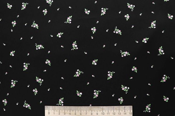 Шелк сатин принт/цветы зелено-белые на черном 4104-PY/D#7/C#1 (12479)