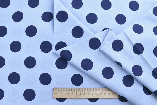 Хлопок "Поплин" стрейч принт/горох синий на голубом 4235-PY/D#2/C#3