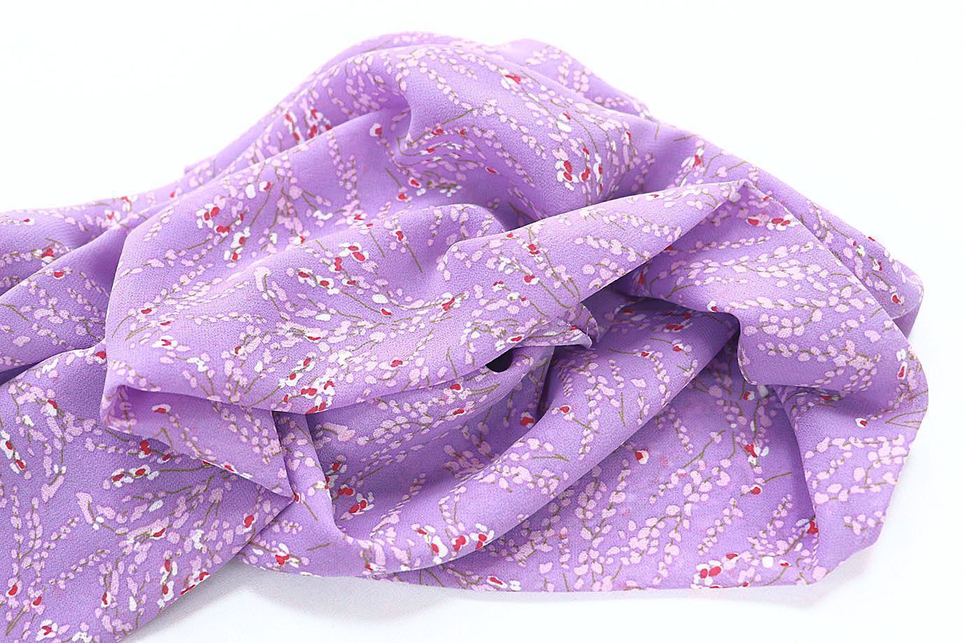 Шифон принт/цветы сиреневые на светло-фиолетовом 3707-PY/D#16/C#2