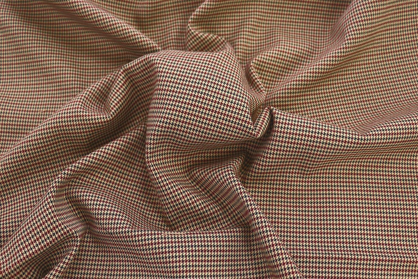 Костюмная ткань "Шотландка" принт/гусиная лапка светло-коричневая 3079/D#6/C#5