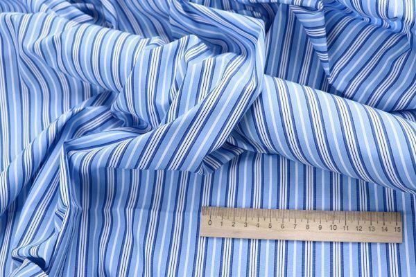 Рубашечная ткань принт/полоска сине-белая на голубом 4153-PY/D#7/C#1