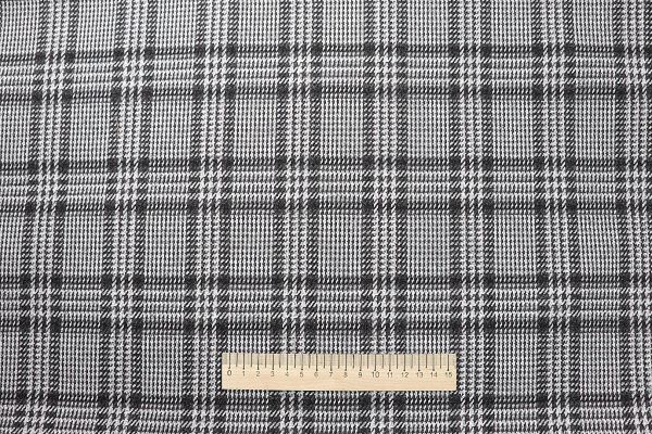 Трикотаж жаккард принт/клетка серая 3098/D#2/C#2