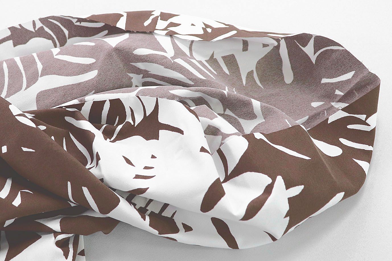 Хлопок "Поплин" принт/листья коричневые на белом 3848-PY/D#1/C#4